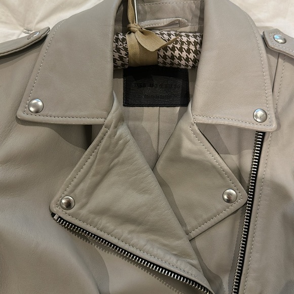 ALL SAINTS leather jacket- size 4.  Medium putty color-warm gray. - Picture 7 of 10
